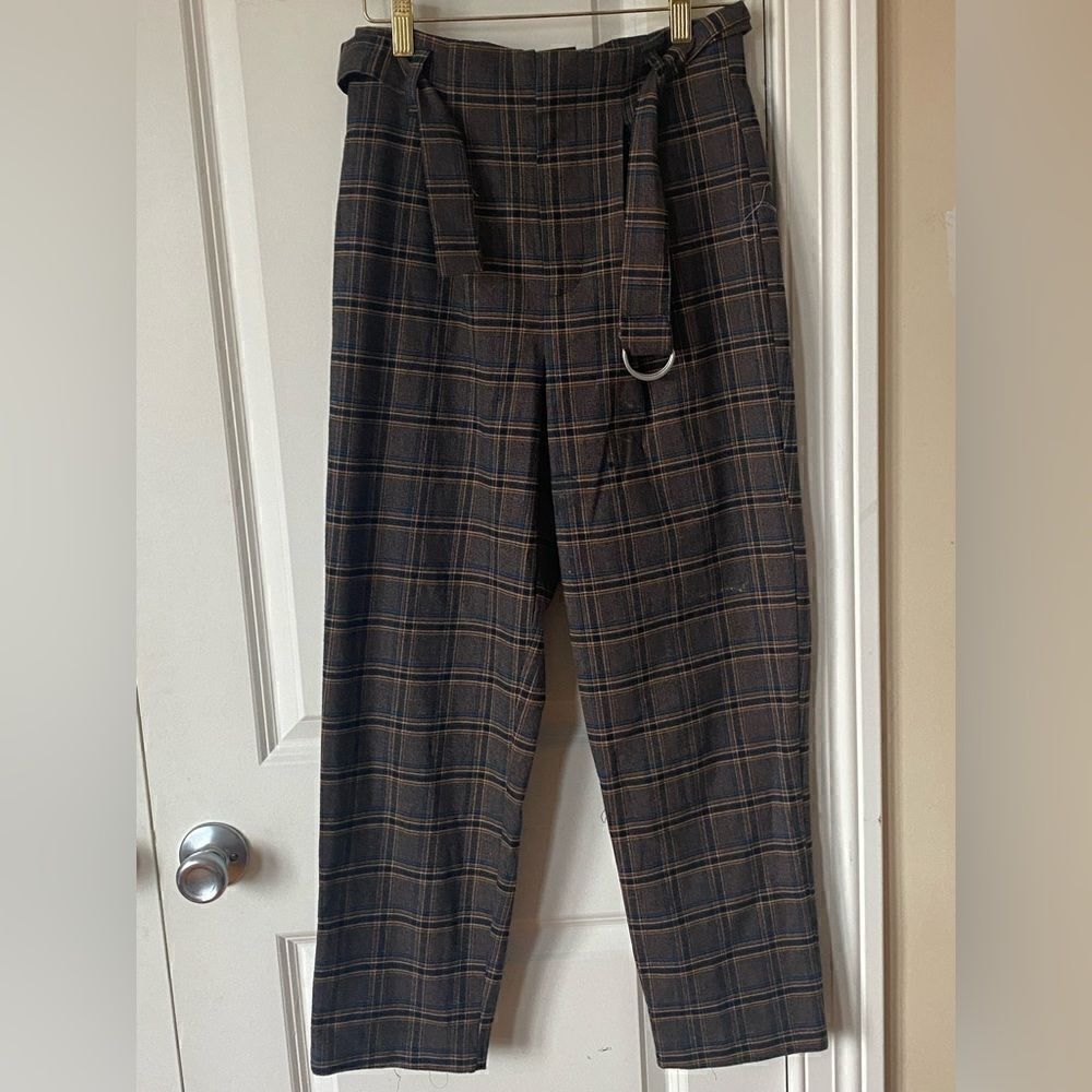 FOREVER 21 Contemporary Womens Trouser Pants Plaid Zip Front Multicolor